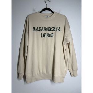 Reflex California Crewneck Sweatshirt Cream Green Embroidered Size L